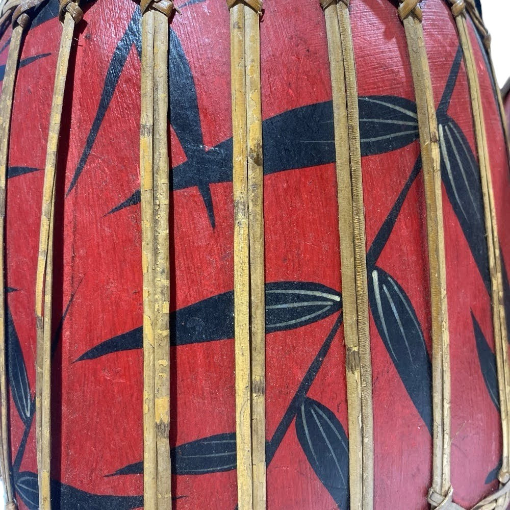 Traditional Bamboo Red Jar- Set of 2