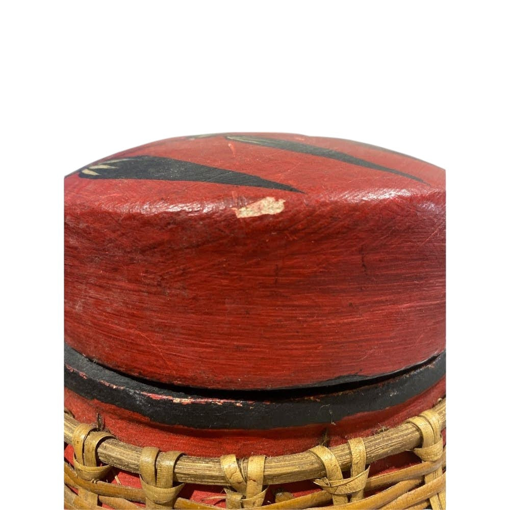 Traditional Bamboo Red Jar- Set of 2