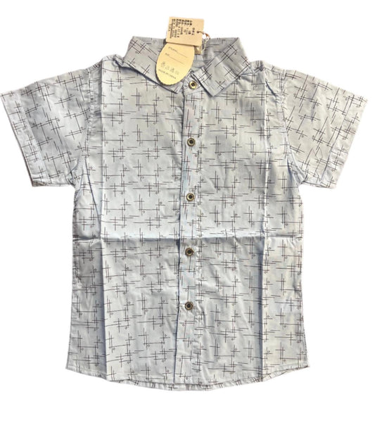 GAO Q Children Light Grey Hatching Pattern Button-Up Shirt