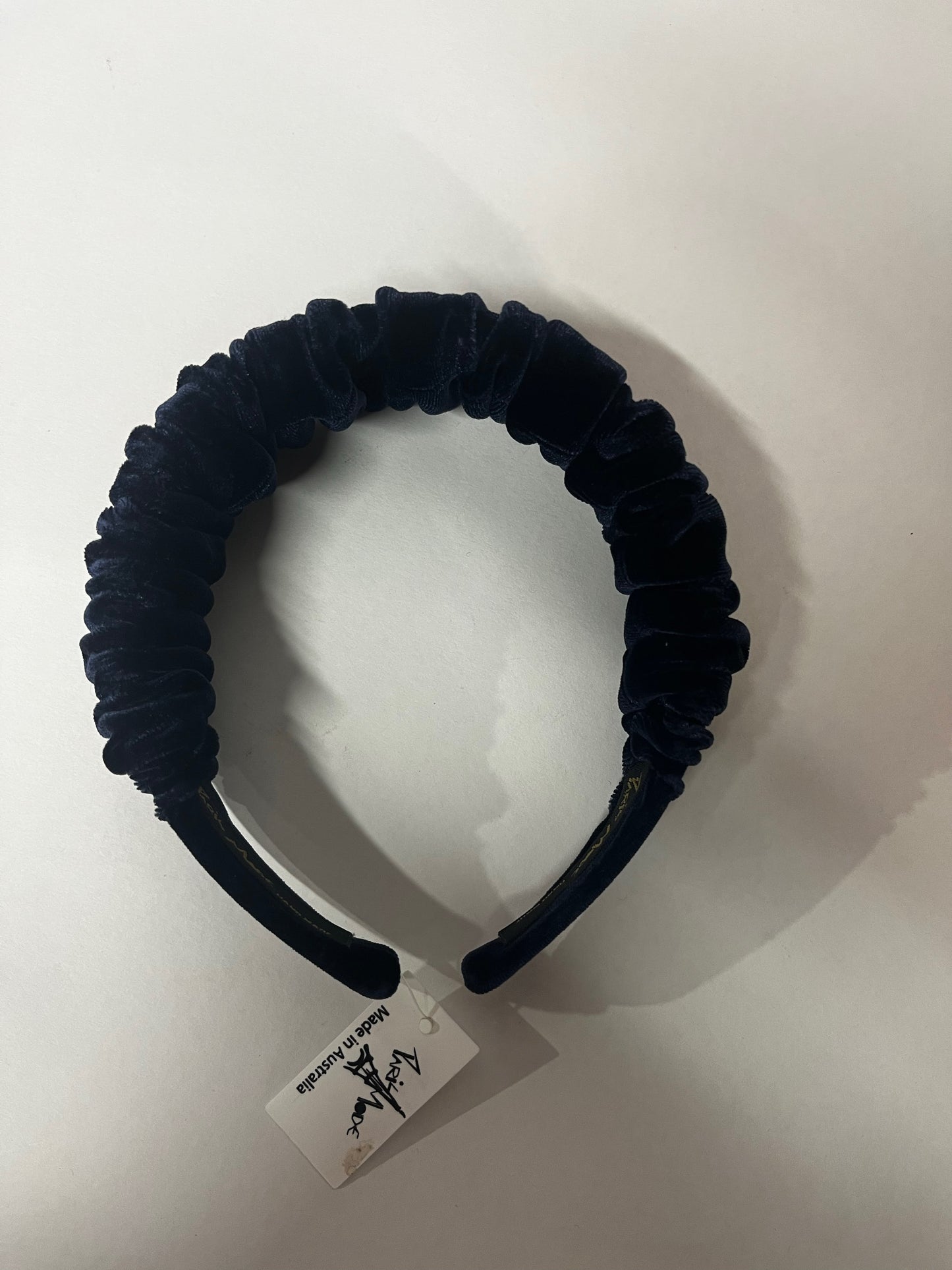 Paris Mode Velvet 3 cm Flat Ruffled Headband - Navy