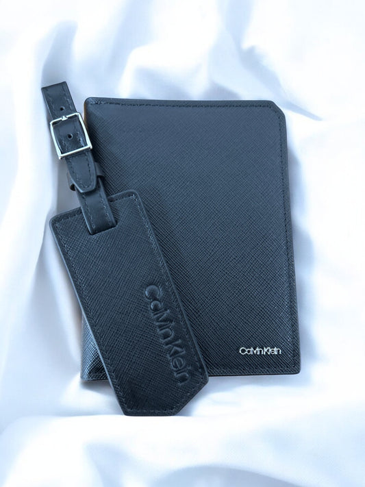 Calvin Klein Saffiano Leather Logo Wallet + Luggage Tag