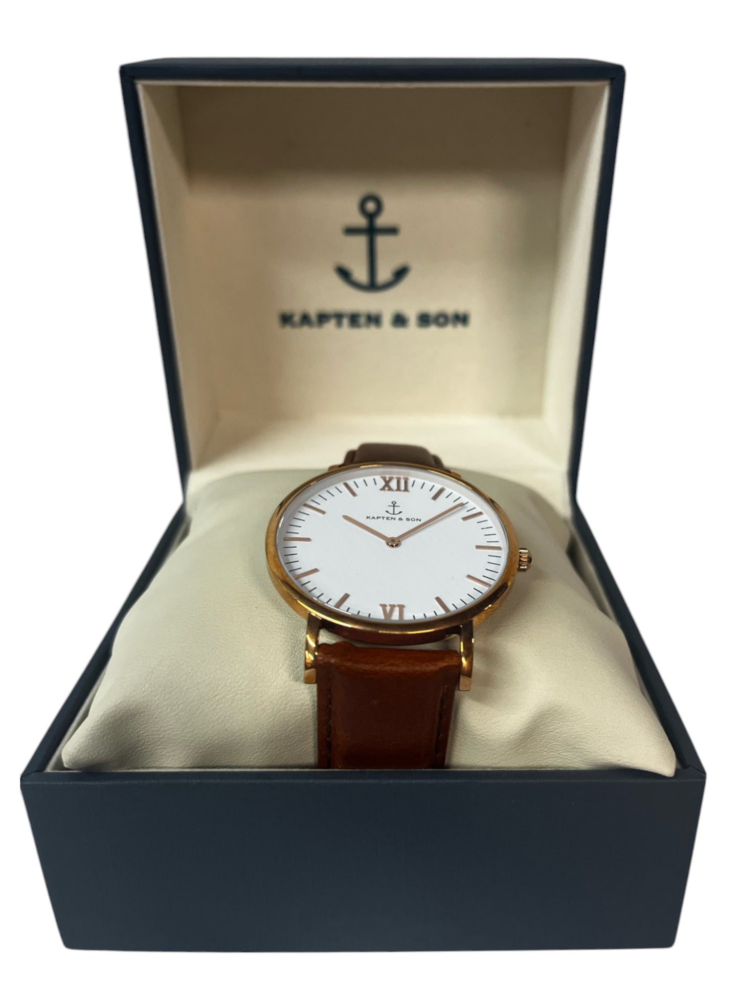 KAPTEN & SON CAMPUS BROWN LEATHER WATCH | WHITE