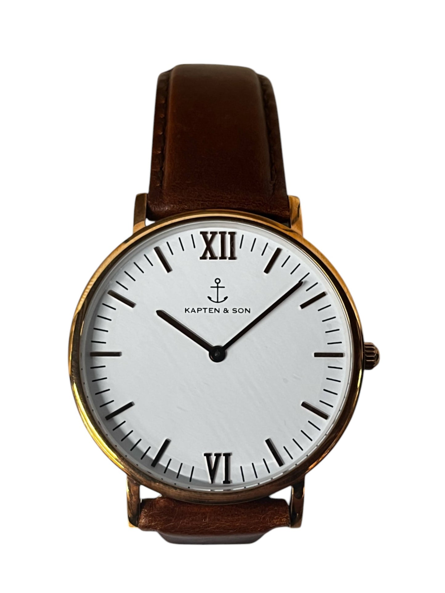 KAPTEN & SON CAMPUS BROWN LEATHER WATCH | WHITE