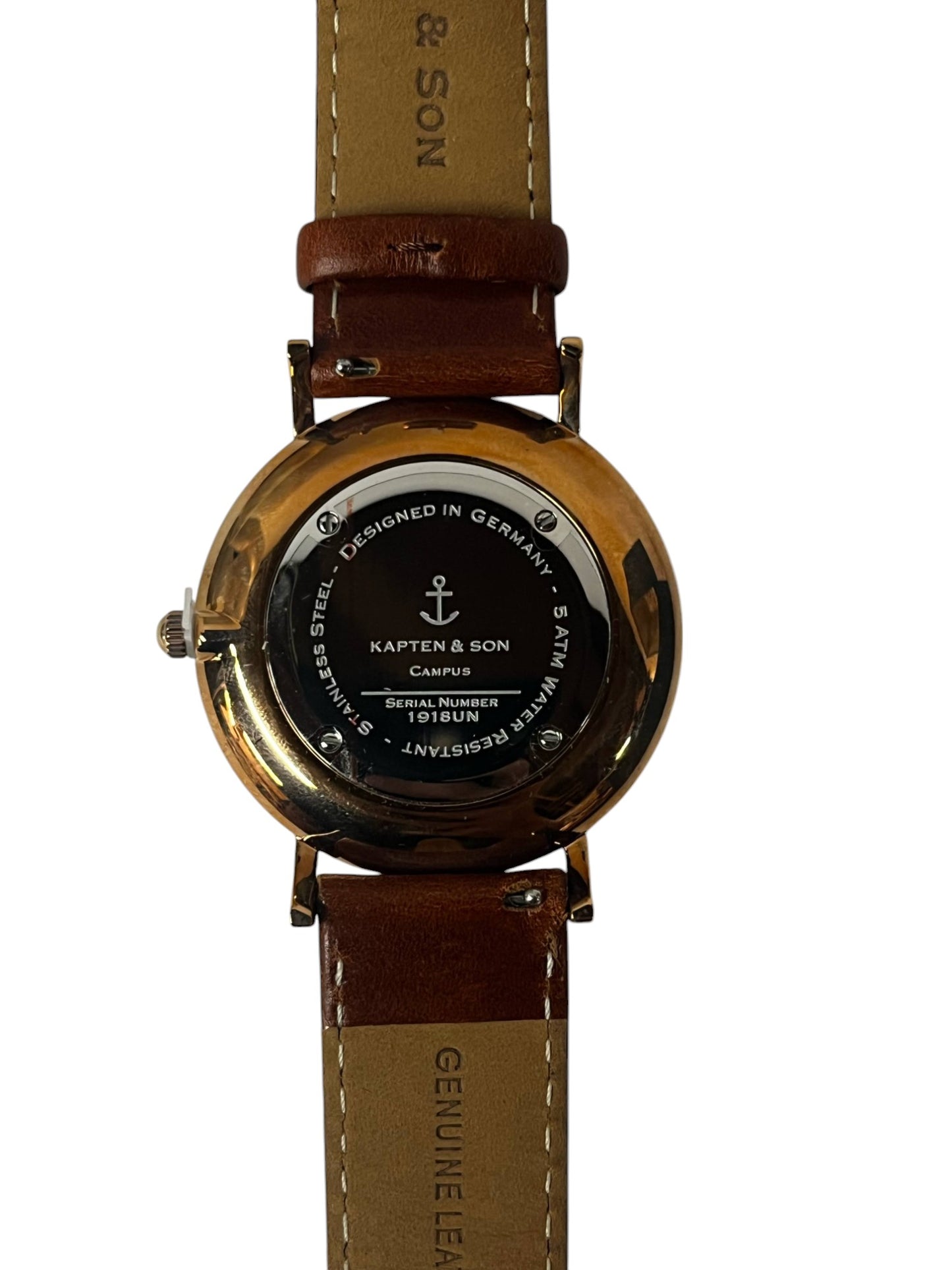 KAPTEN & SON CAMPUS BROWN LEATHER WATCH | WHITE