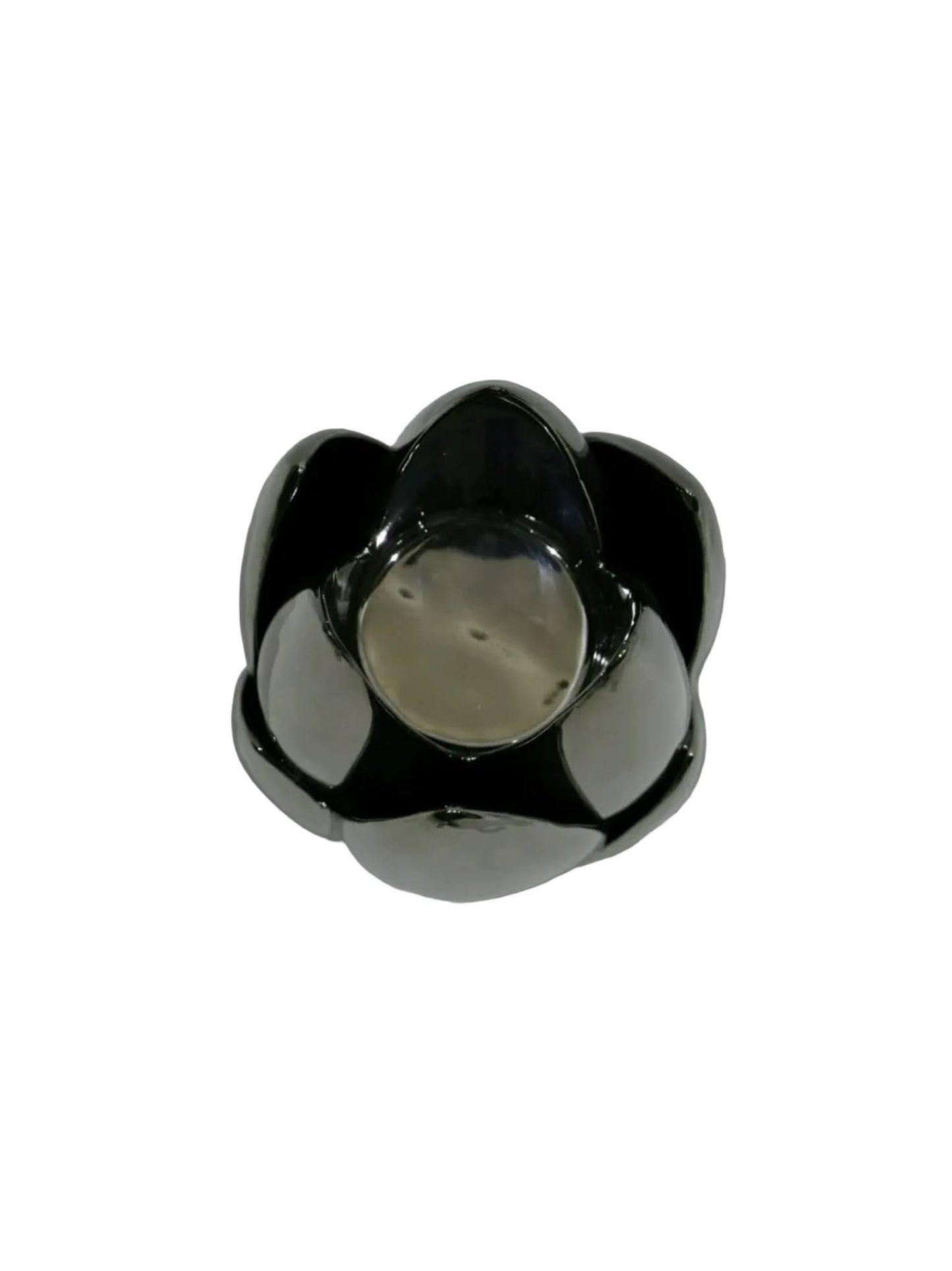 Black Chrome Flower Style Candle Holder - 20cm