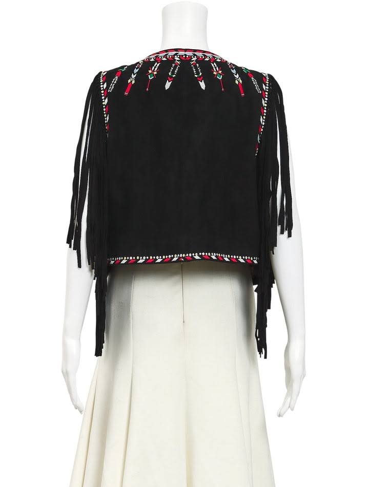 CAMILLA EMBROIDERED FRINGE WAISTCOAT - Medium