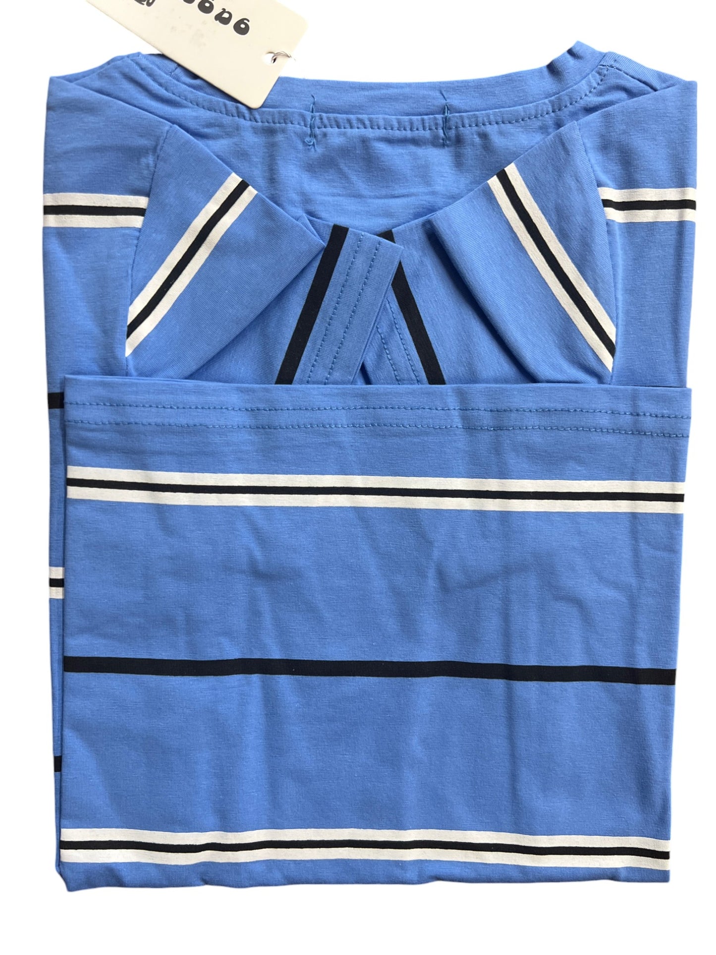 Gagaxiong Blue Striped Kids T-Shirt with Embroidered Logo