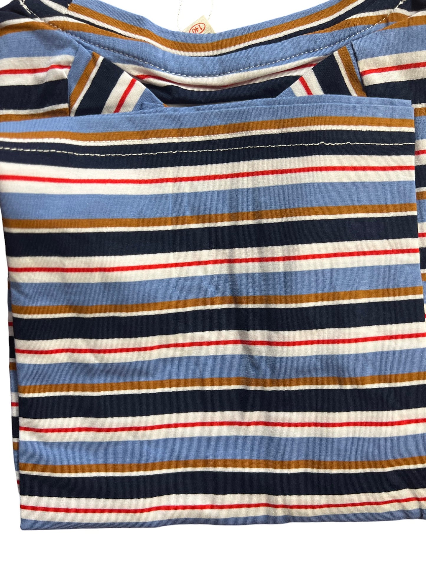 Multi-color Striped Kids T-Shirt with Embroidered Logo - Blue