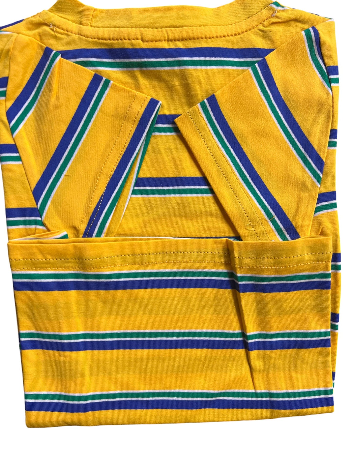 Yellow Striped Kids T-Shirt with Embroidered Logo - Yellow