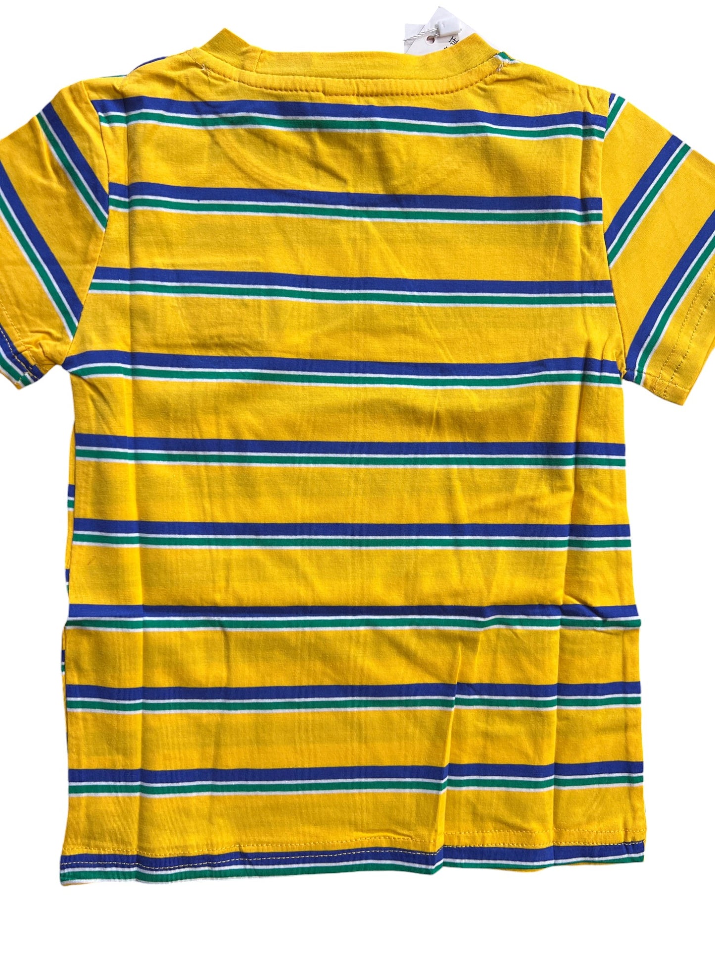 Yellow Striped Kids T-Shirt with Embroidered Logo - Yellow