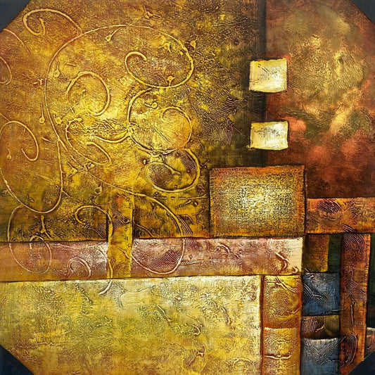 Lustrous Reverie: Gilded Abstraction Painting