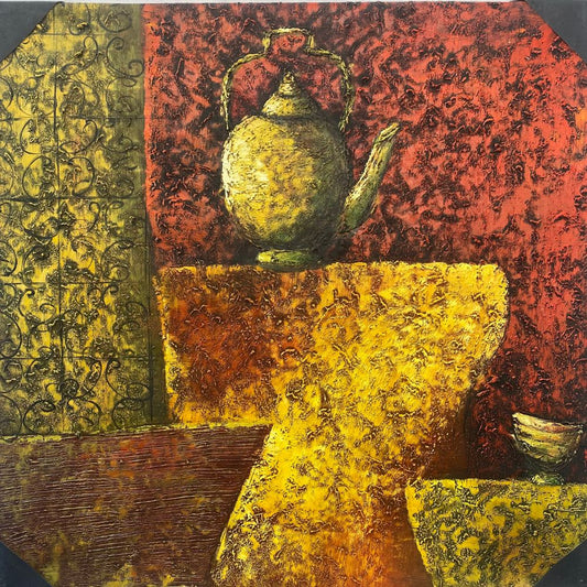 Gilded Elegance: The Teapot's Reverie Painting