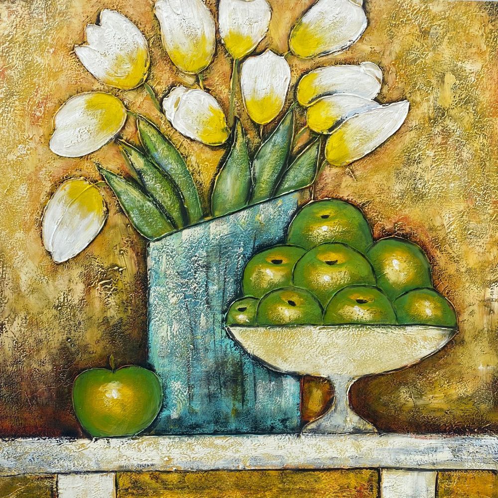 Tulips in Blue: A Fresh Harvest Painting