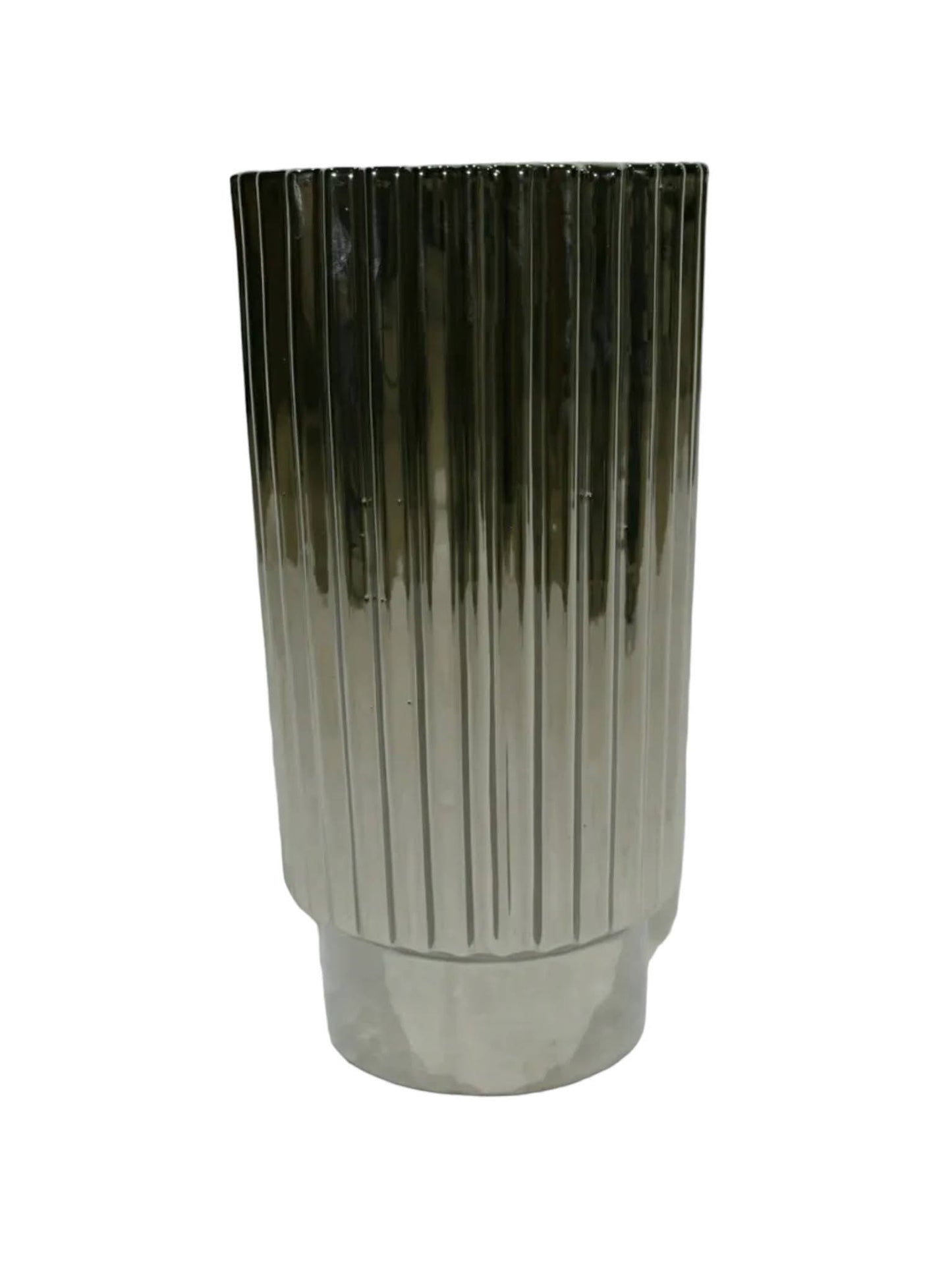 Chrome Silver Pillar Ceramic Vase