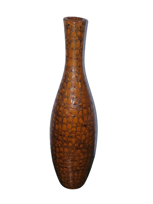 Textured Ceramic Brown Orange Vase - 40cm