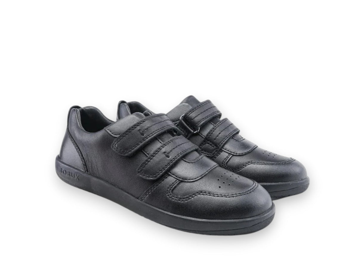 TES3 BOBUX LEAP Black Leather School Shoes for Kids