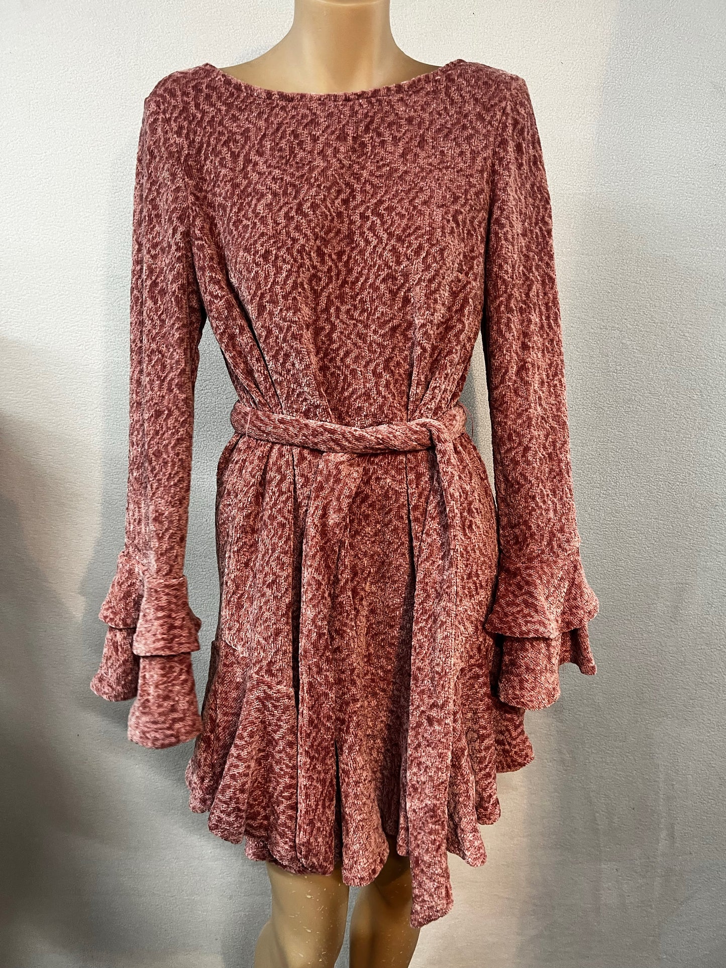 Dusty Rose Tie-Waist Dress