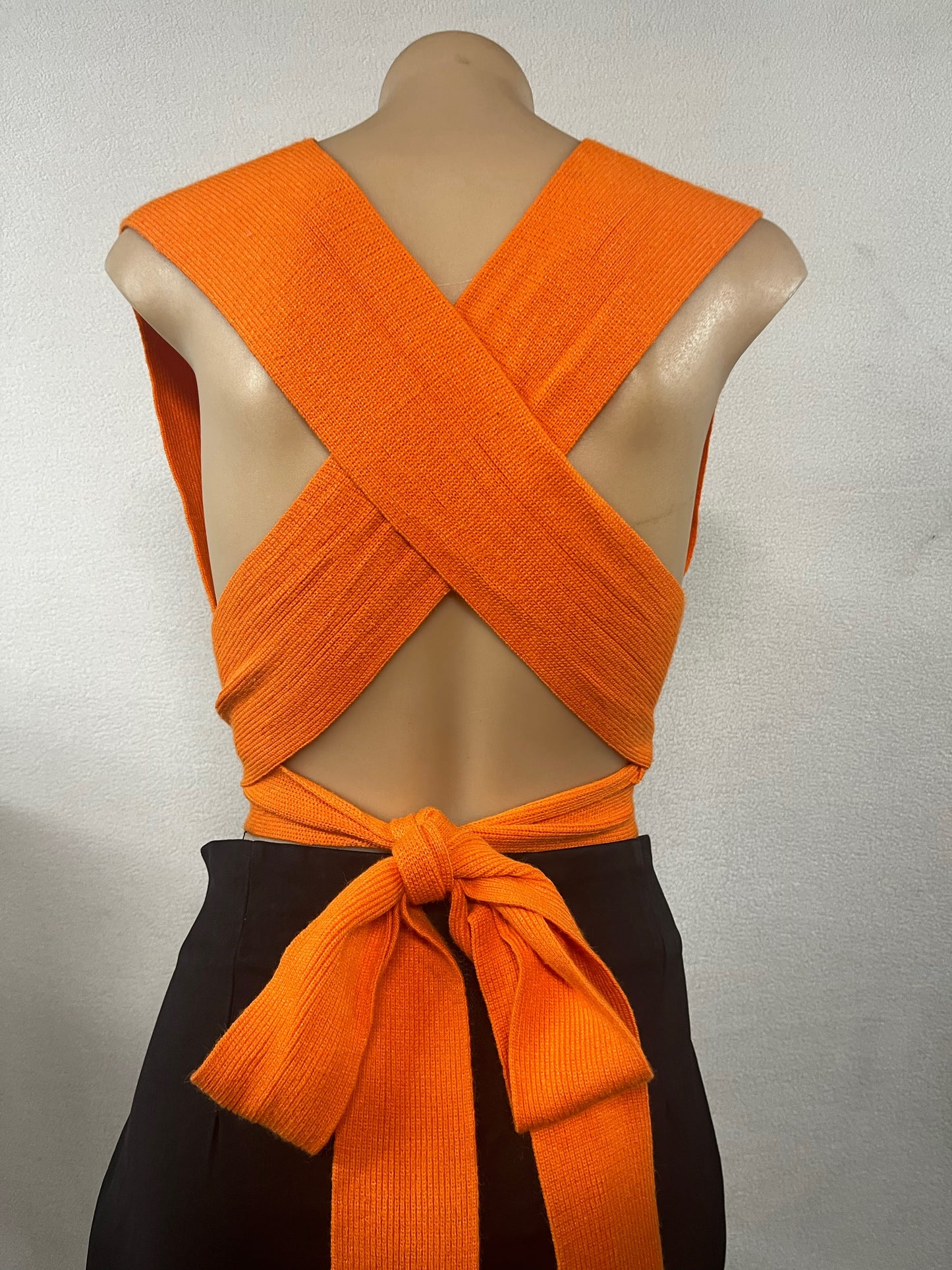 Orange Wrap Top and Black Skirt Set