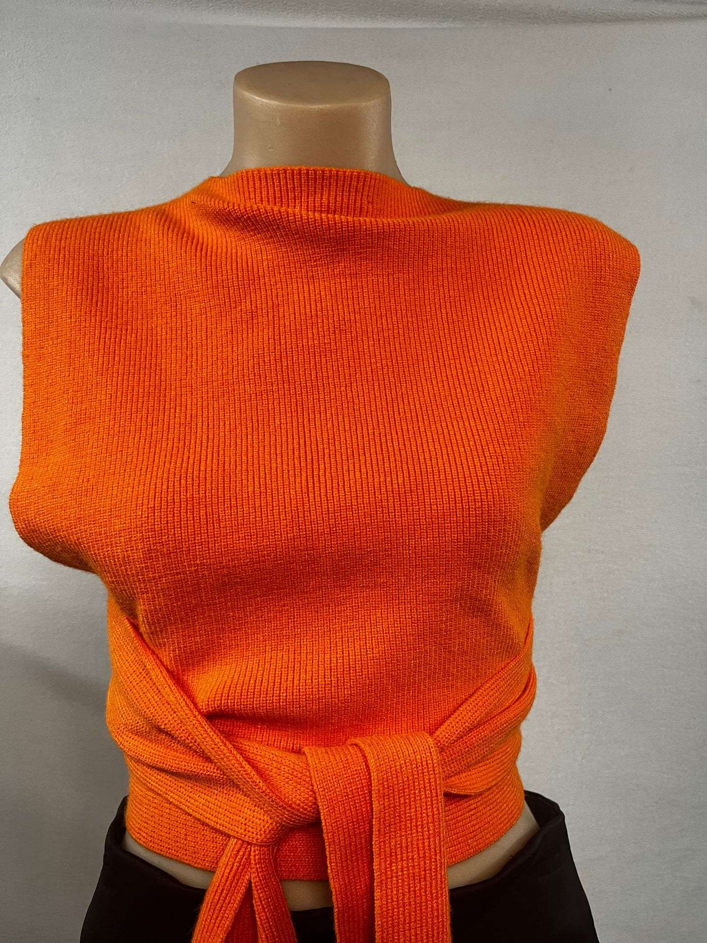 Orange Wrap Top and Black Skirt Set