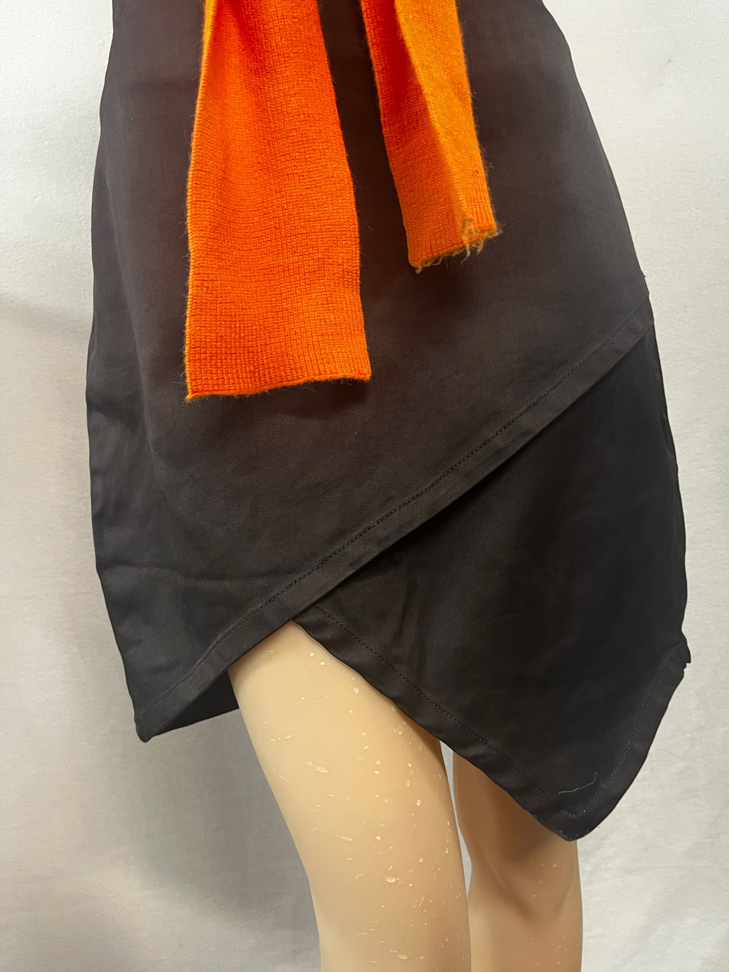 Orange Wrap Top and Black Skirt Set