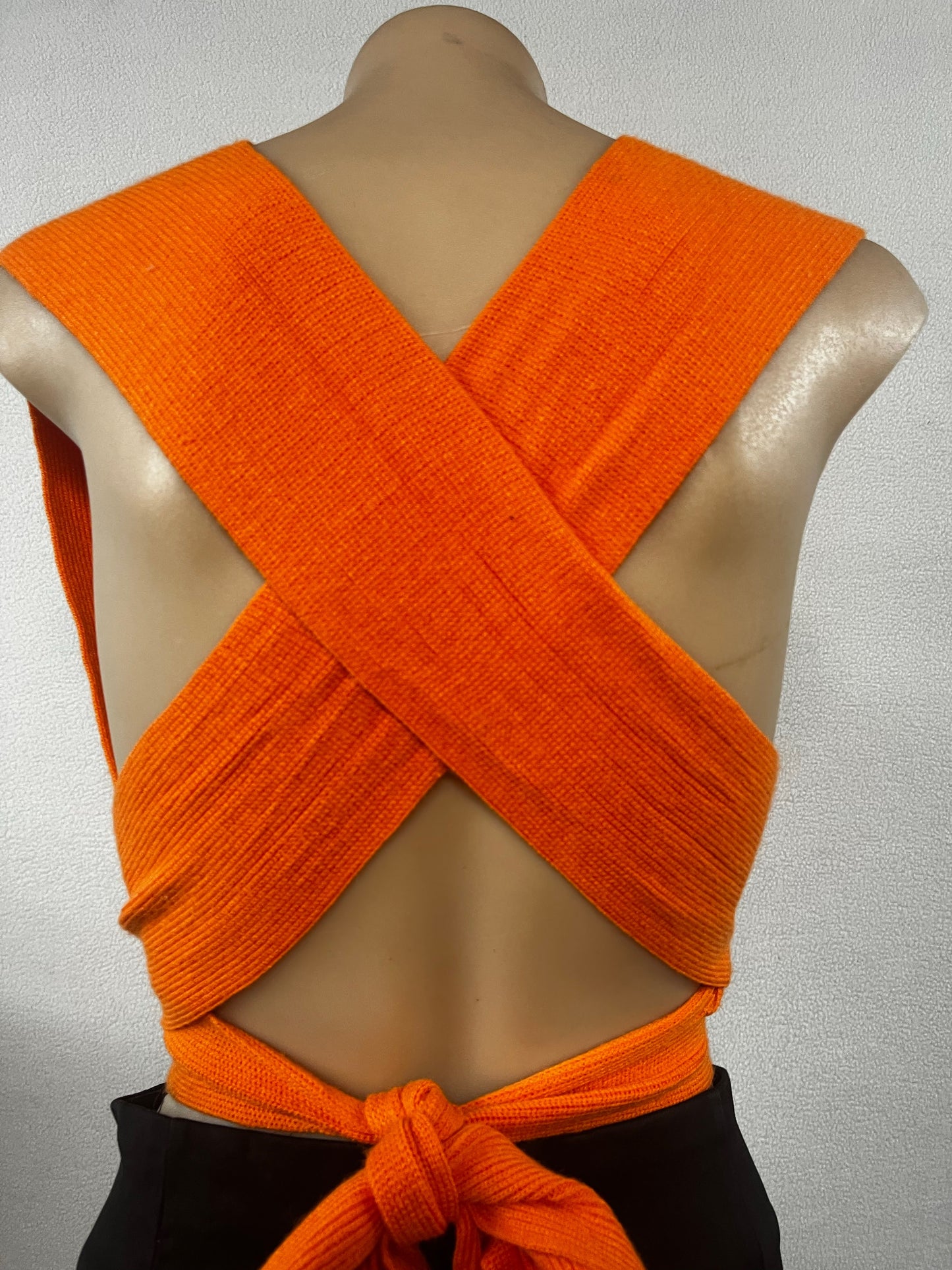 Orange Wrap Top and Black Skirt Set