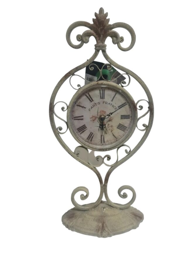 Bolle Brushed Pewter Wrought Iron Desk Clock