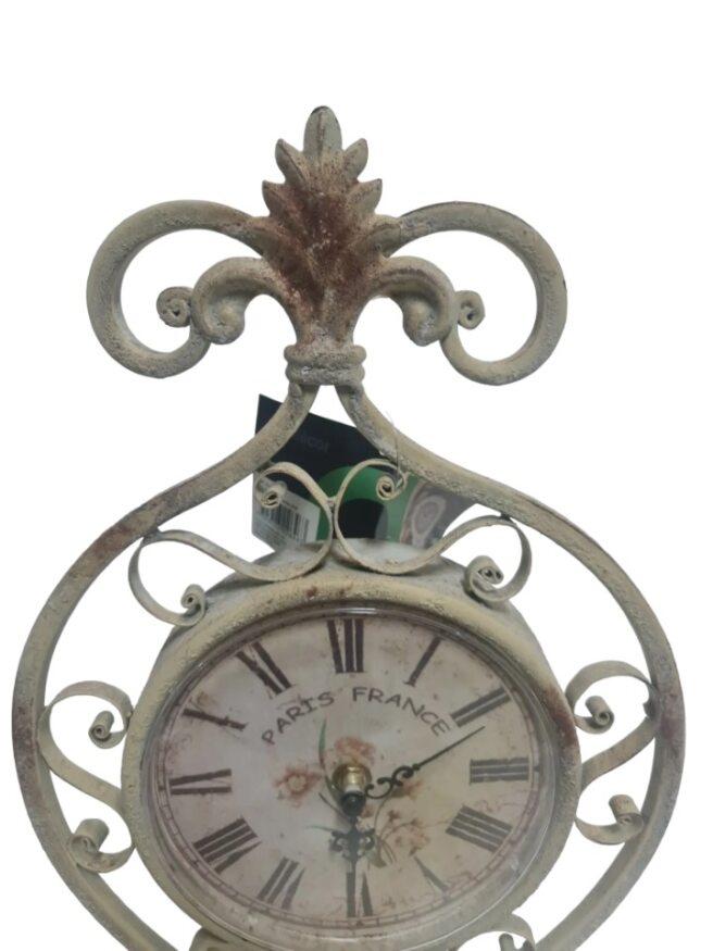 Bolle Brushed Pewter Wrought Iron Desk Clock