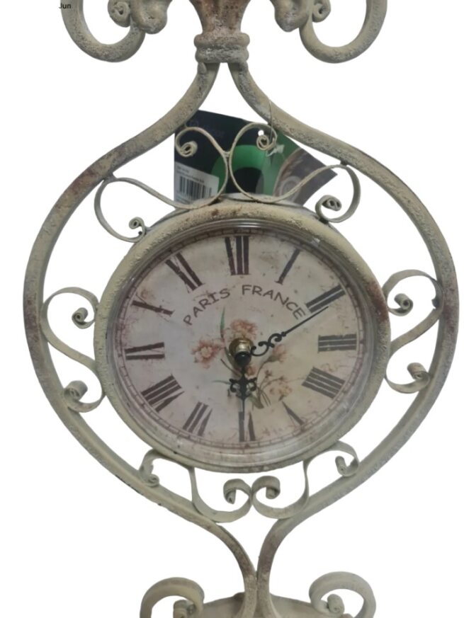 Bolle Brushed Pewter Wrought Iron Desk Clock