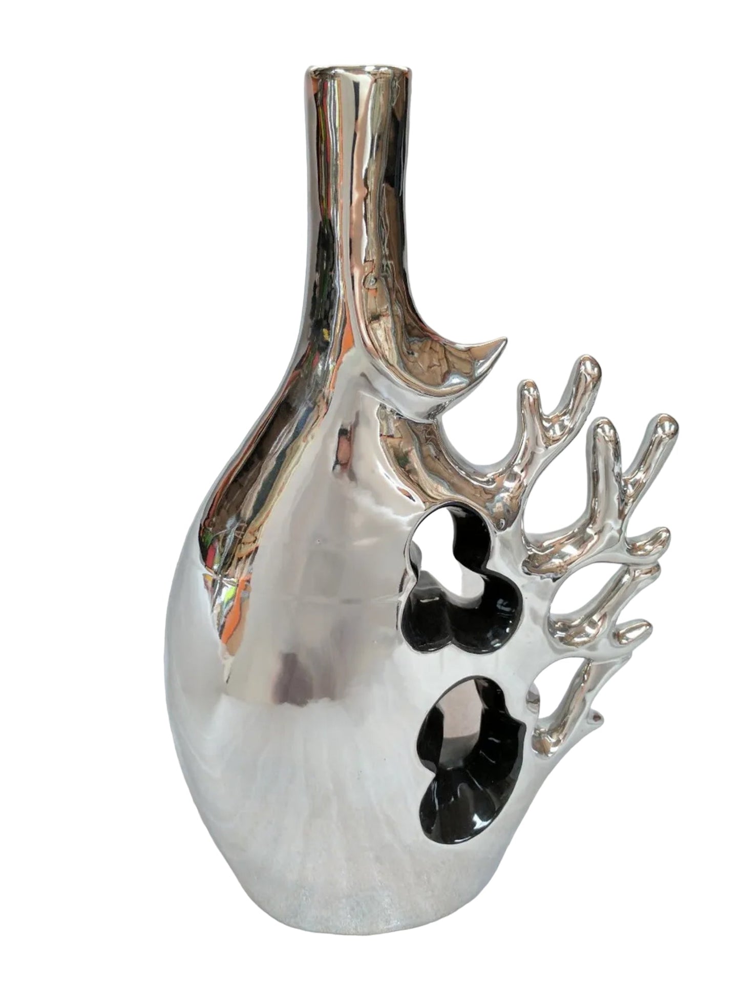 Silver / Chrome Coral Style Vase - Large