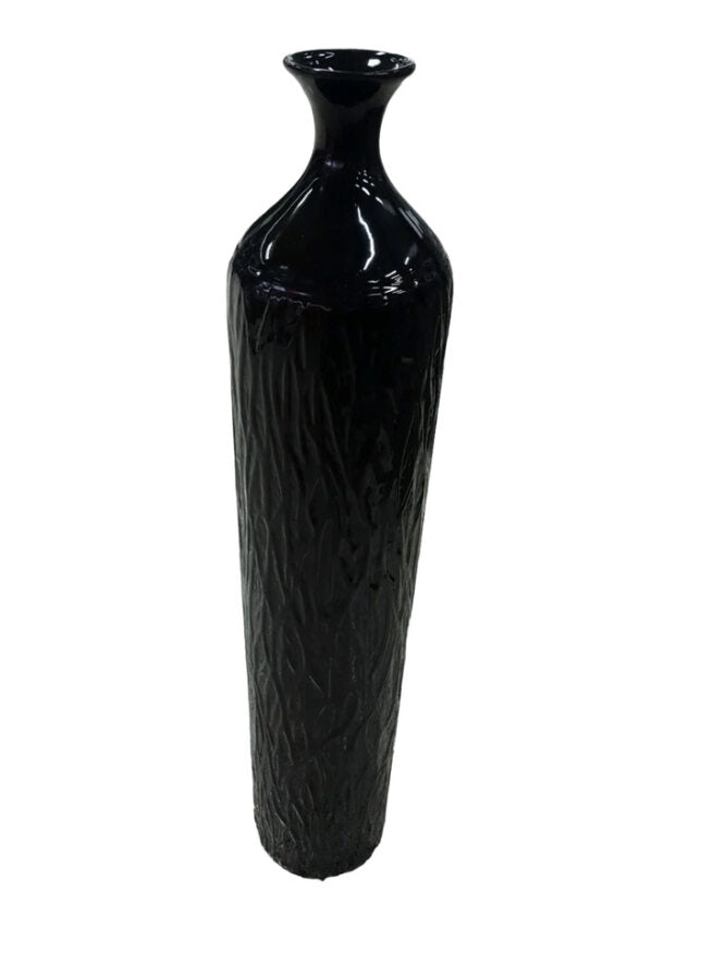 Black Textured Ceramic Vase Large