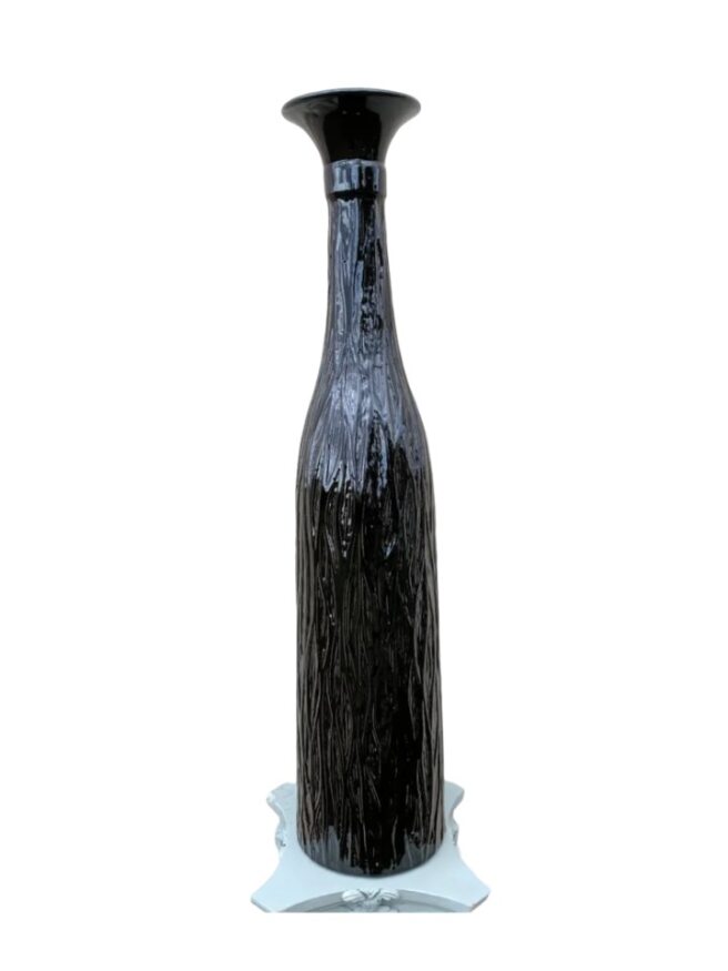 Black Textured Glossy Vase Large