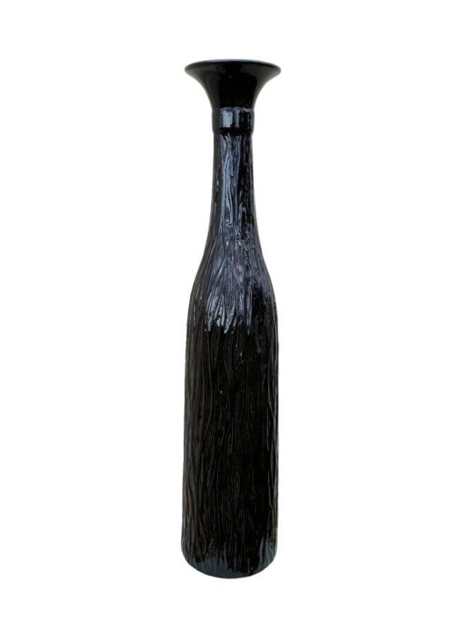 Black Textured Glossy Vase Large