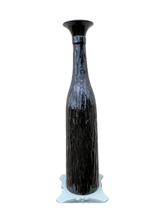 Black Textured Glossy Vase Medium