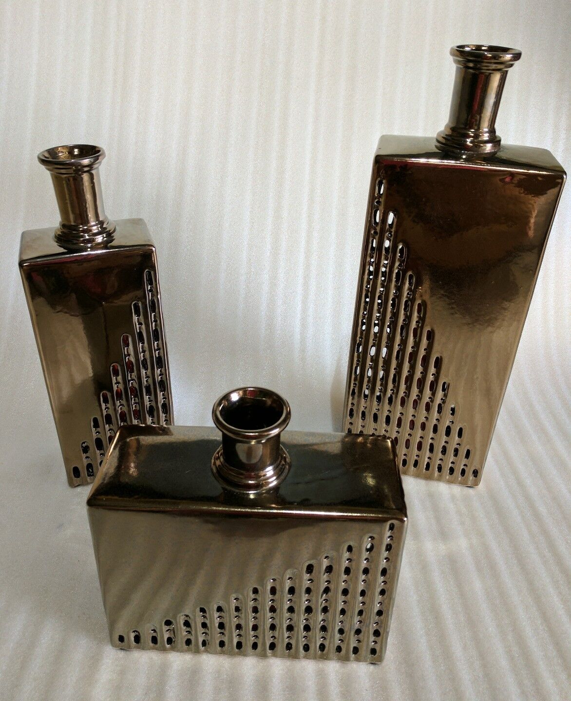 Metallic Bronze Vases Set of 3